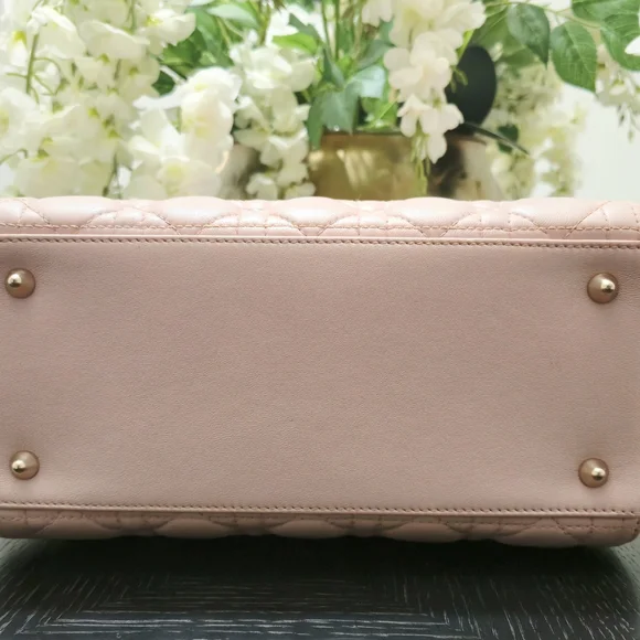 CHRISTIAN DIOR Lambskin Cannage Medium Tri-Color Lady Dior in Rose Pale - Picture 4 of 8